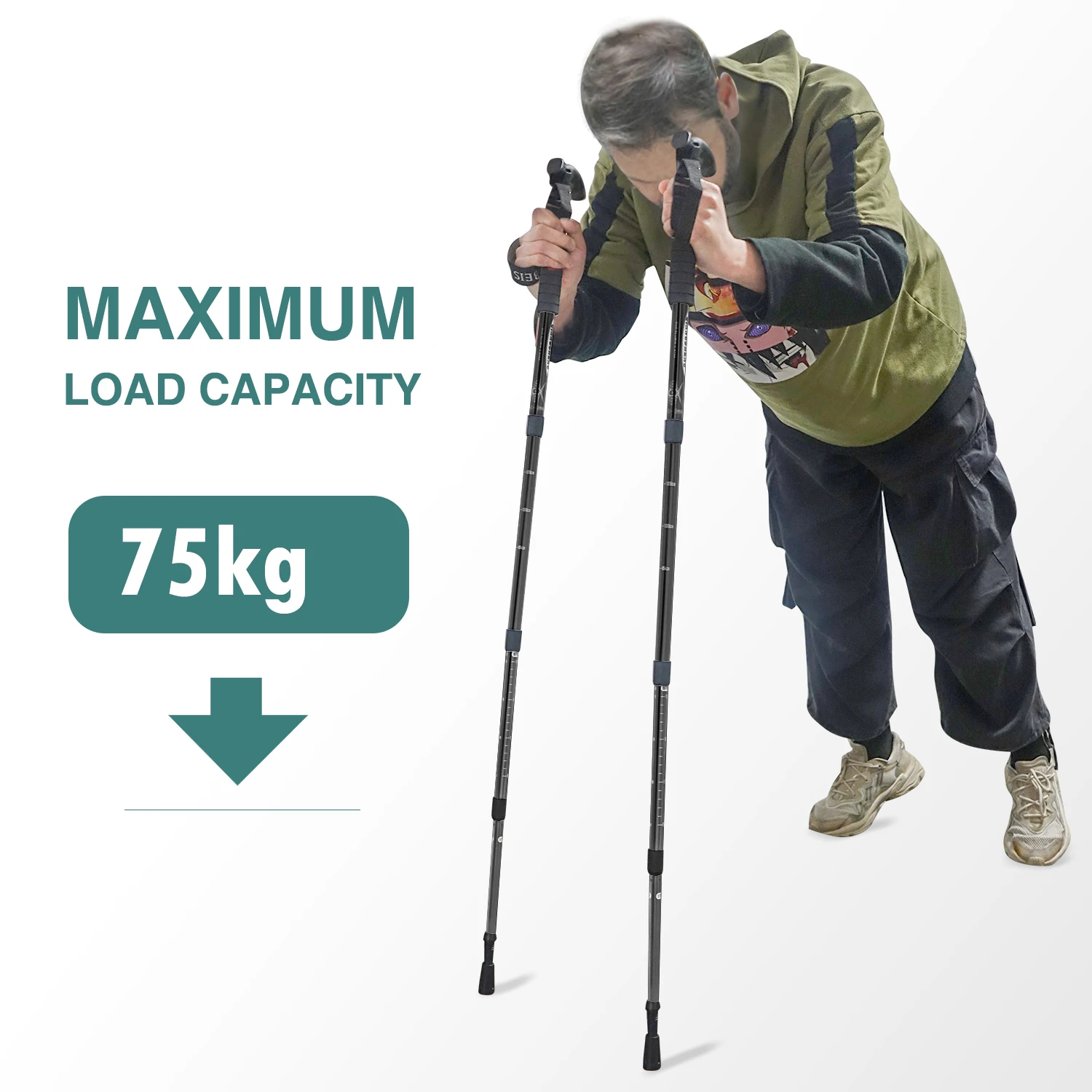 Trekking Pole Carbon - Outdoor Folding Trekkings Pole 4-Section Portable