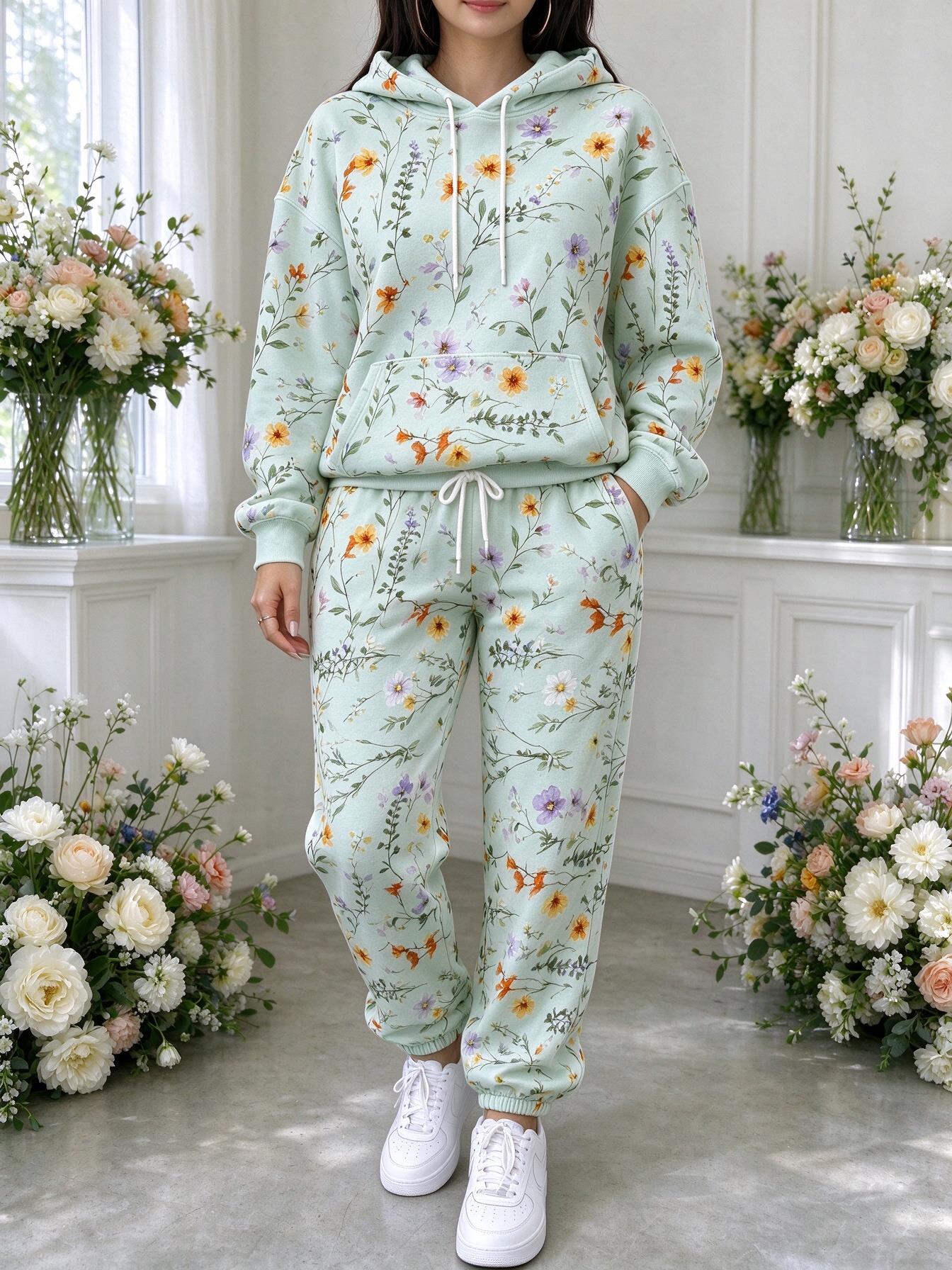 Women Wildflower Floral Hooded - Joggers Pants ulasan dan harga