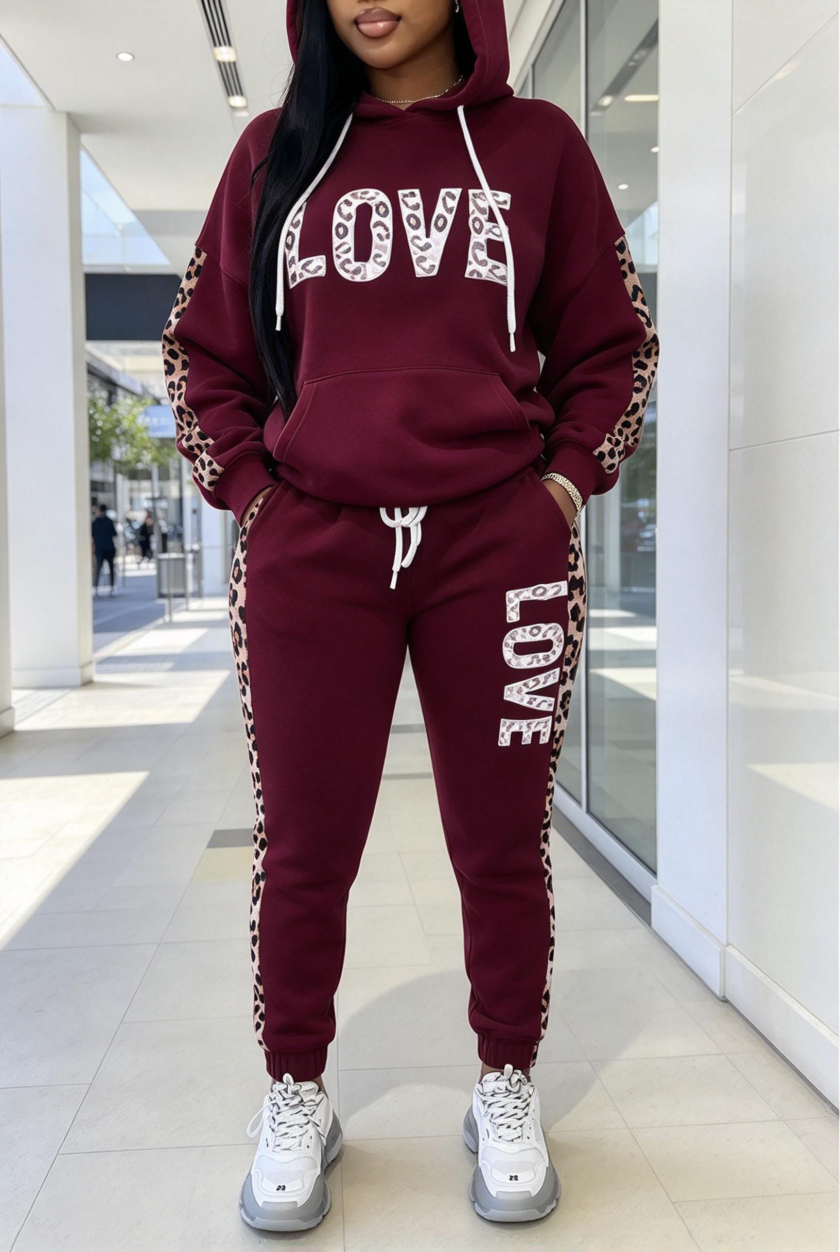 Women Letter Leopard Spliced H - Joggers Pants ulasan dan harga
