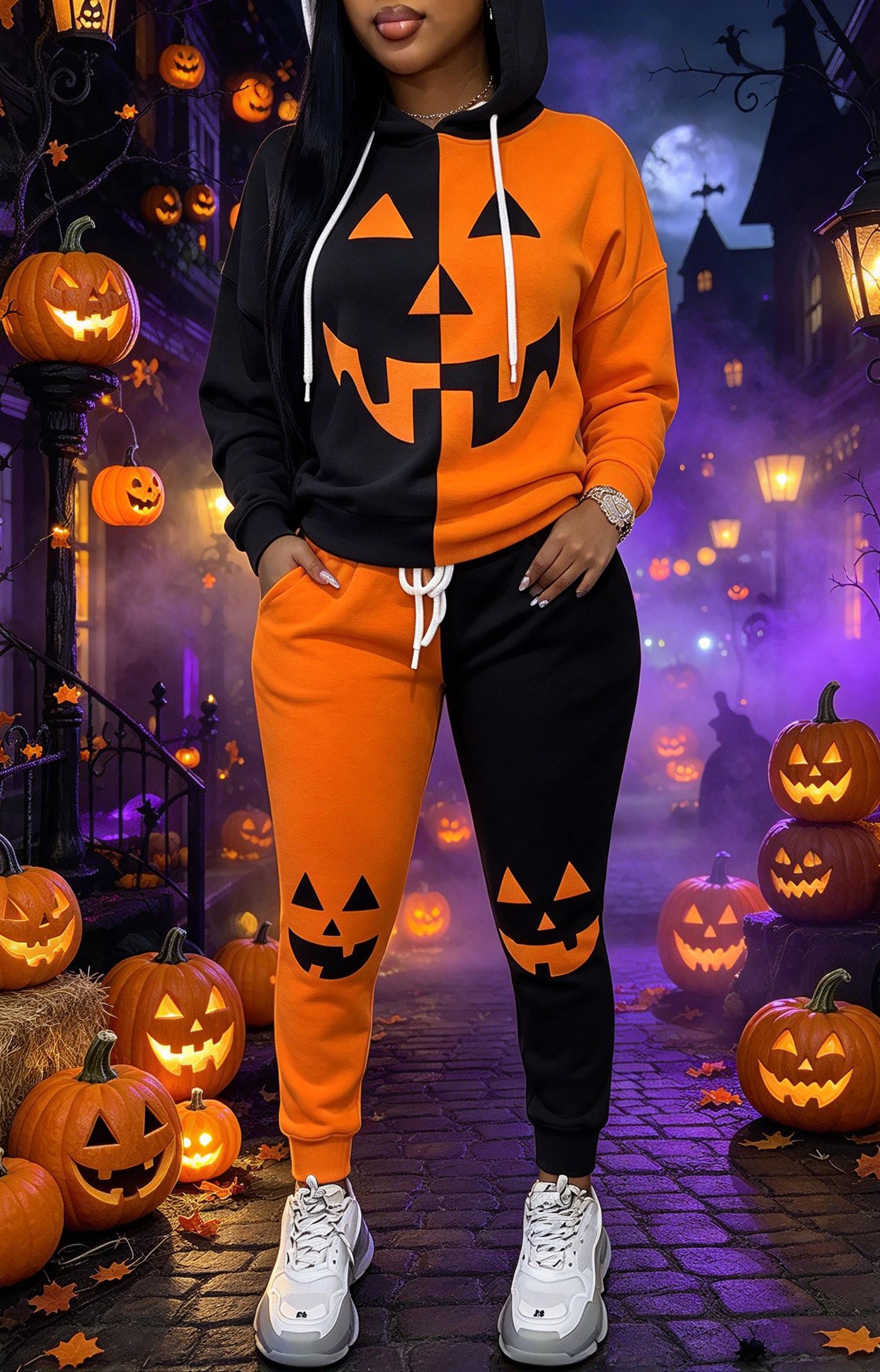 Women Halloween Color Block Ho - Joggers Pants ulasan dan harga