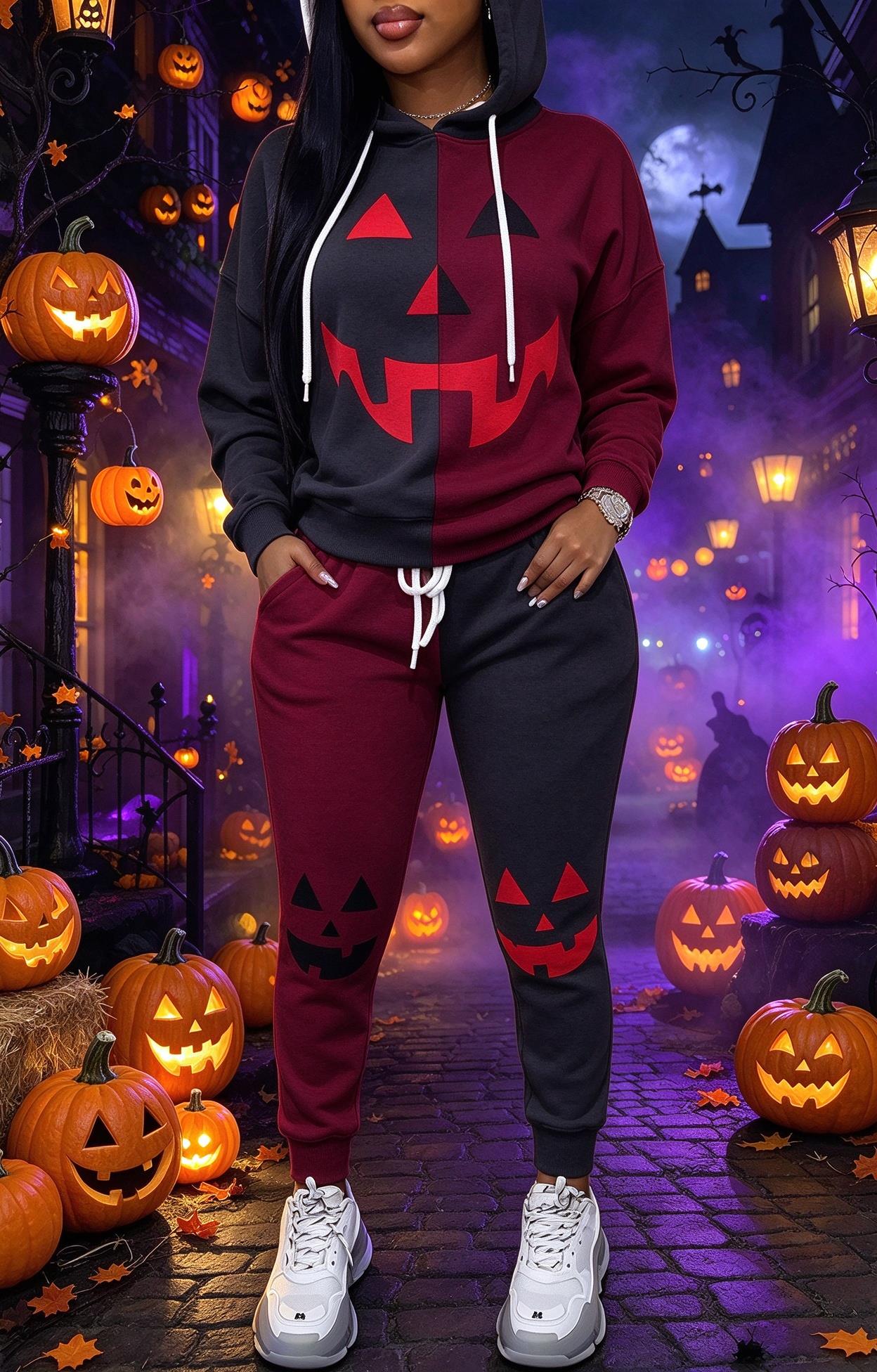 Women Halloween Color Block Ho - Joggers Pants ulasan dan harga