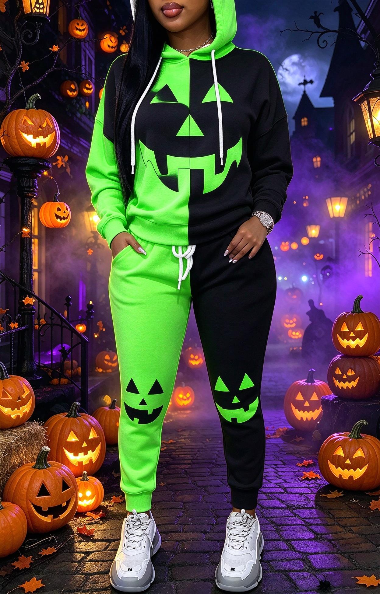 Women Halloween Color Block Ho - Joggers Pants ulasan dan harga
